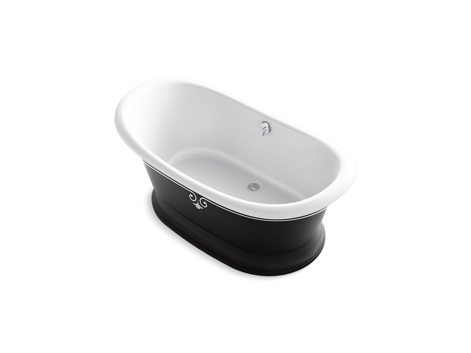 Artifacts™ 66-1/8" x 32-1/2" freestanding bath with Iron Black exterior and decorative border