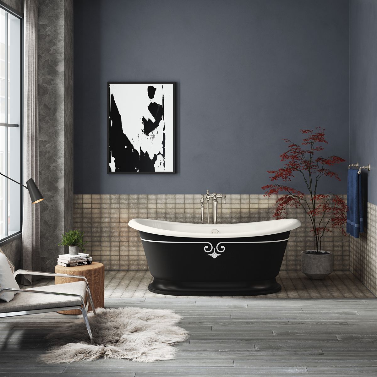 10050-artifacts-66-1-8-x-32-1-2-freestanding-bath-with-iron-black-exterior-and-decorative-border-4.jpg Artifacts™ 66-1/8" x 32-1/2" freestanding bath with Iron Black exterior and decorative border