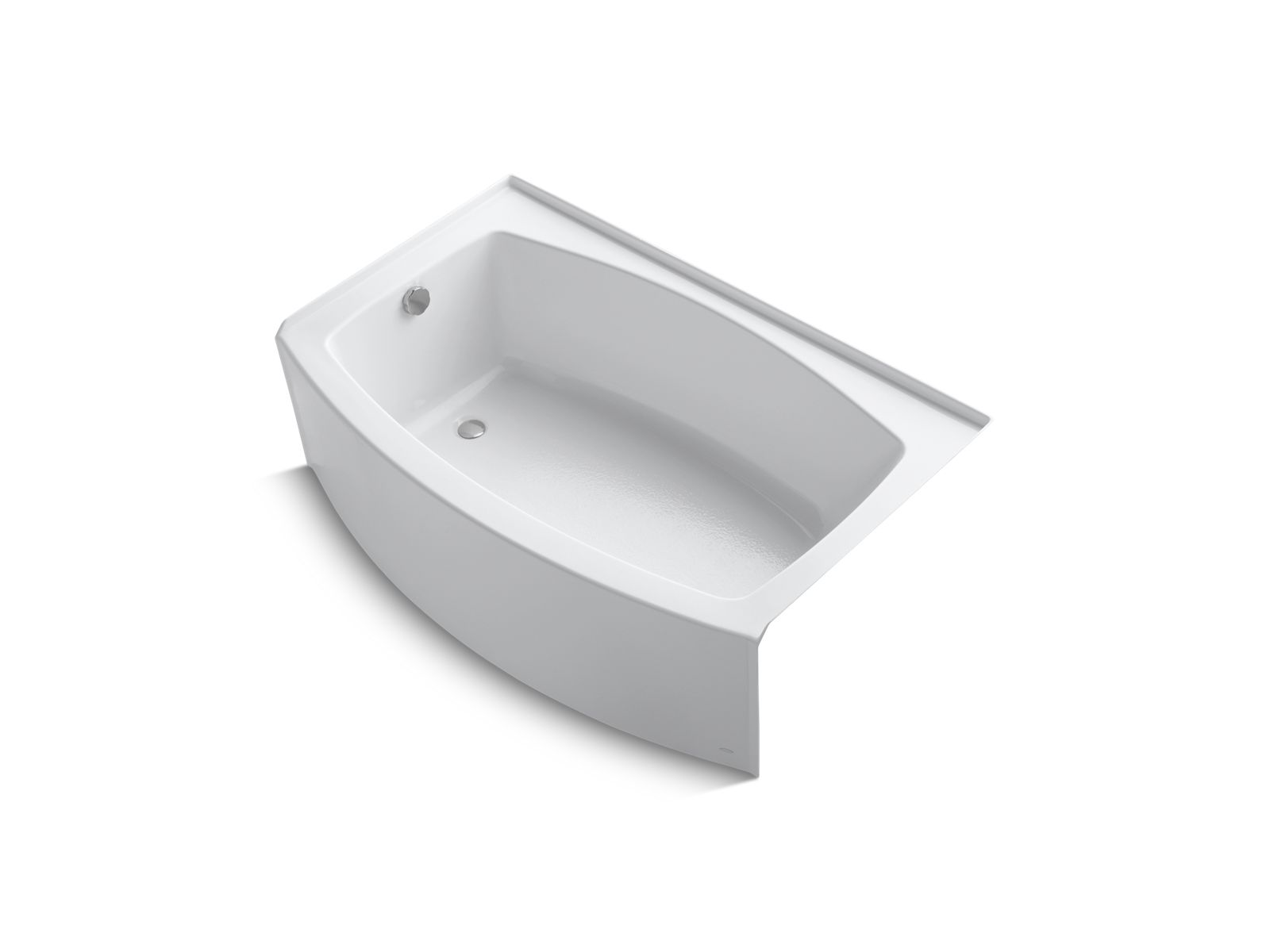 Expanse® 60" x 32" curved alcove bath with Bask® heated surface and left-hand drain