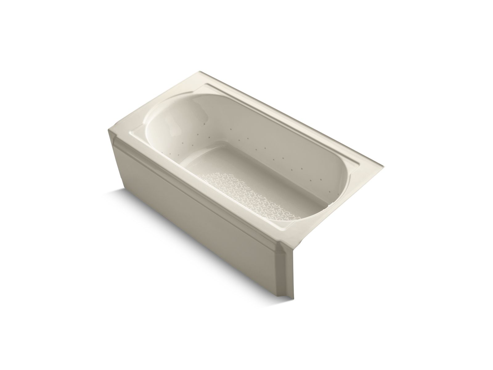 Memoirs® 60" x 33-3/4" alcove BubbleMassage™ air bath with Almond airjet color finish and right-hand drain