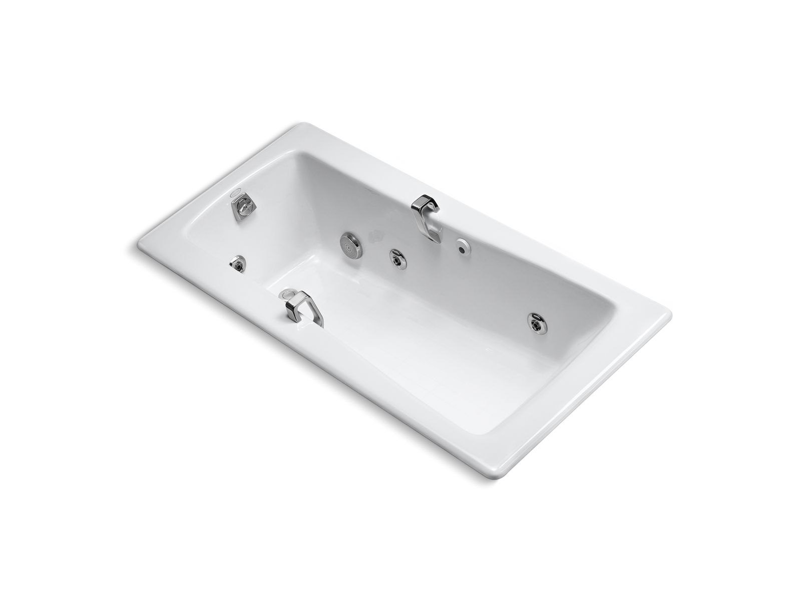 Maestro™ 66" x 32" drop-in whirlpool bath with grab bar drillings, end drain and heater without jet trim