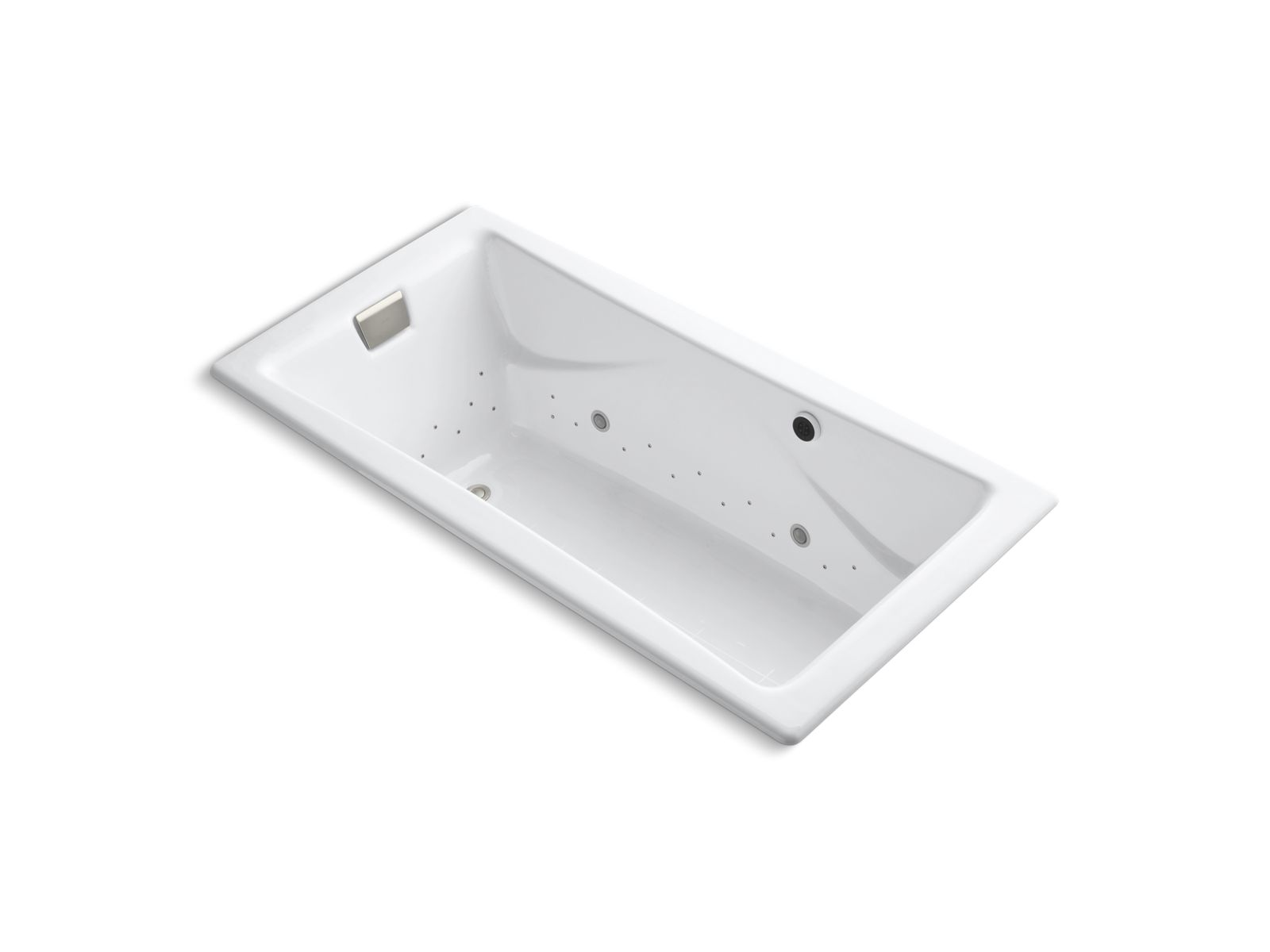 Tea-for-Two® 71-3/4" x 36" drop-in BubbleMassage™ air bath with Vibrant® Brushed Nickel airjet finish and chromatherapy