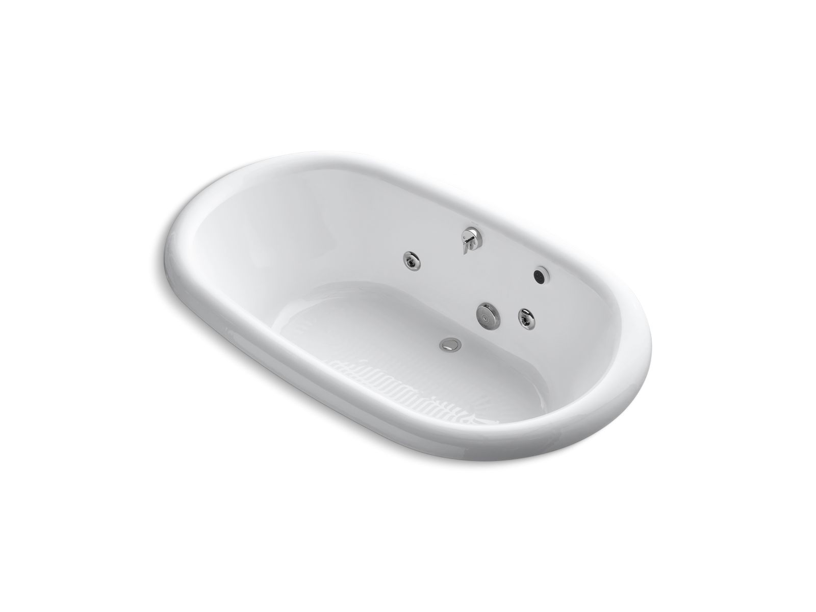 Vintage® 72" x 42" drop-in whirlpool bath with center drain, heater and variable speed pump without jet trim