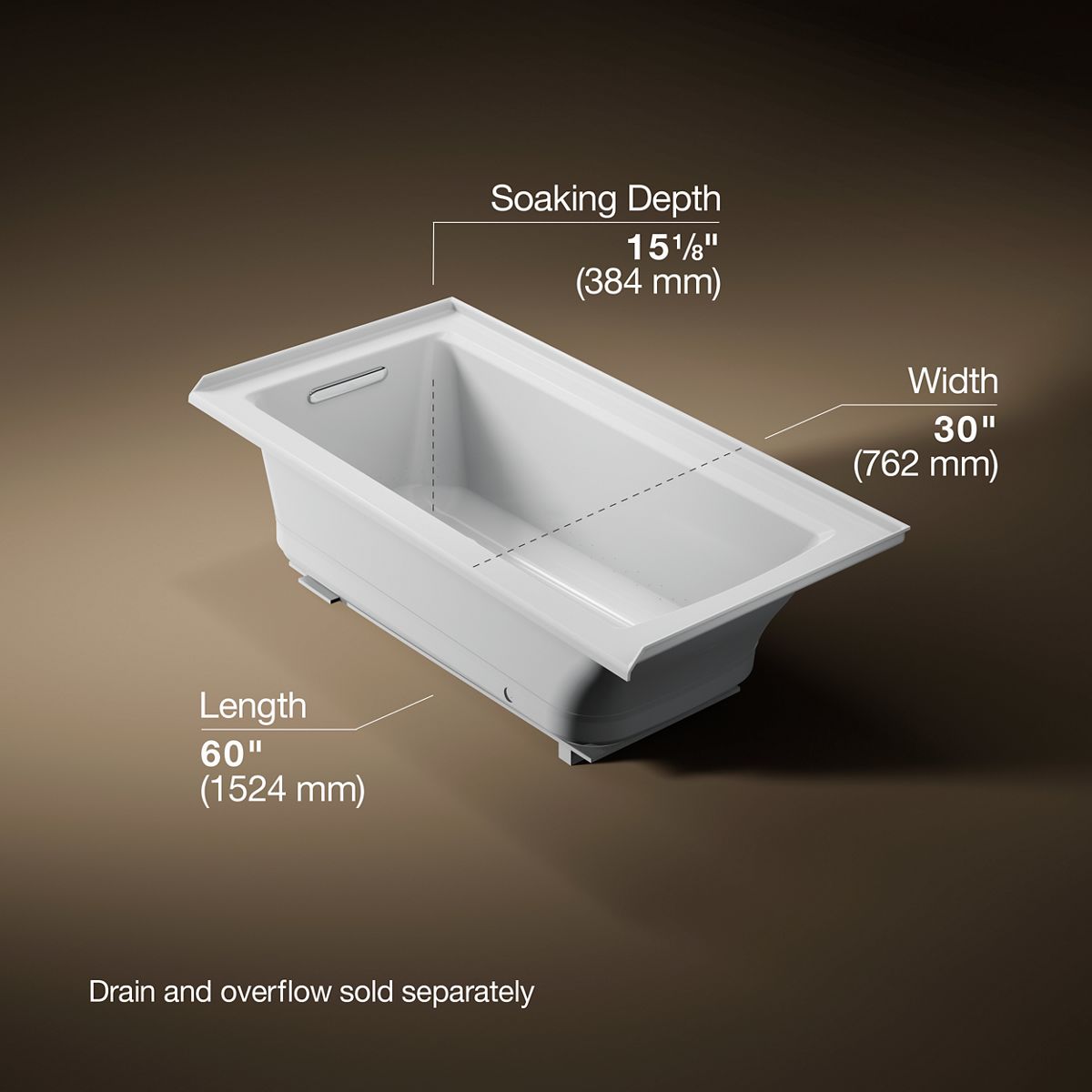 10958-archer-60-x-30-alcove-heated-bubblemassage-air-bath-left-drain-14.jpg Archer® 60" x 30" alcove Heated BubbleMassage™ air bath, left drain