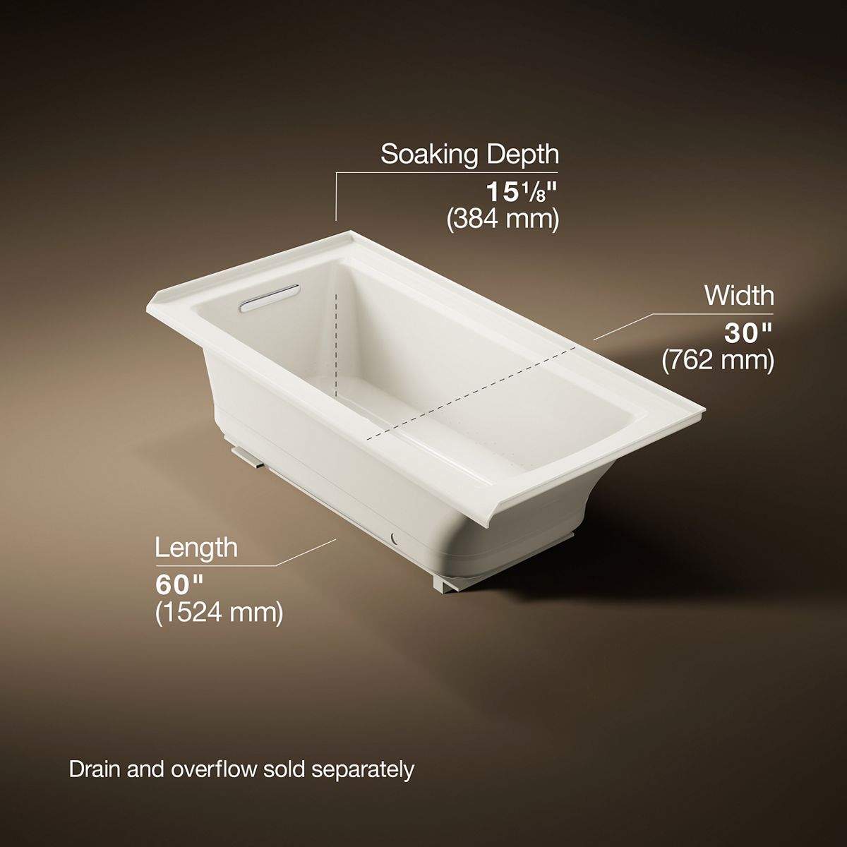 10958-archer-60-x-30-alcove-heated-bubblemassage-air-bath-left-drain-15.jpg Archer® 60" x 30" alcove Heated BubbleMassage™ air bath, left drain
