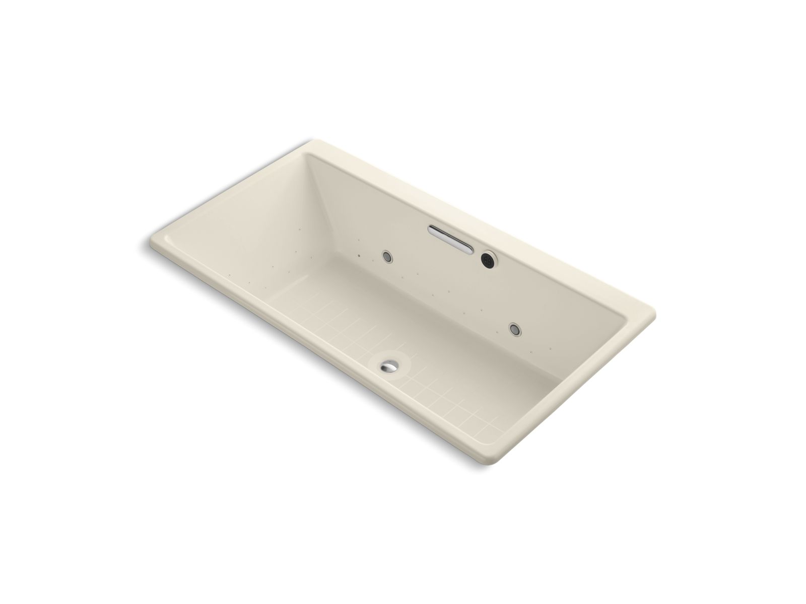 Rêve® 66-5/16" x 36" drop-in BubbleMassage™ air bath with chromatherapy and Almond airjet finish