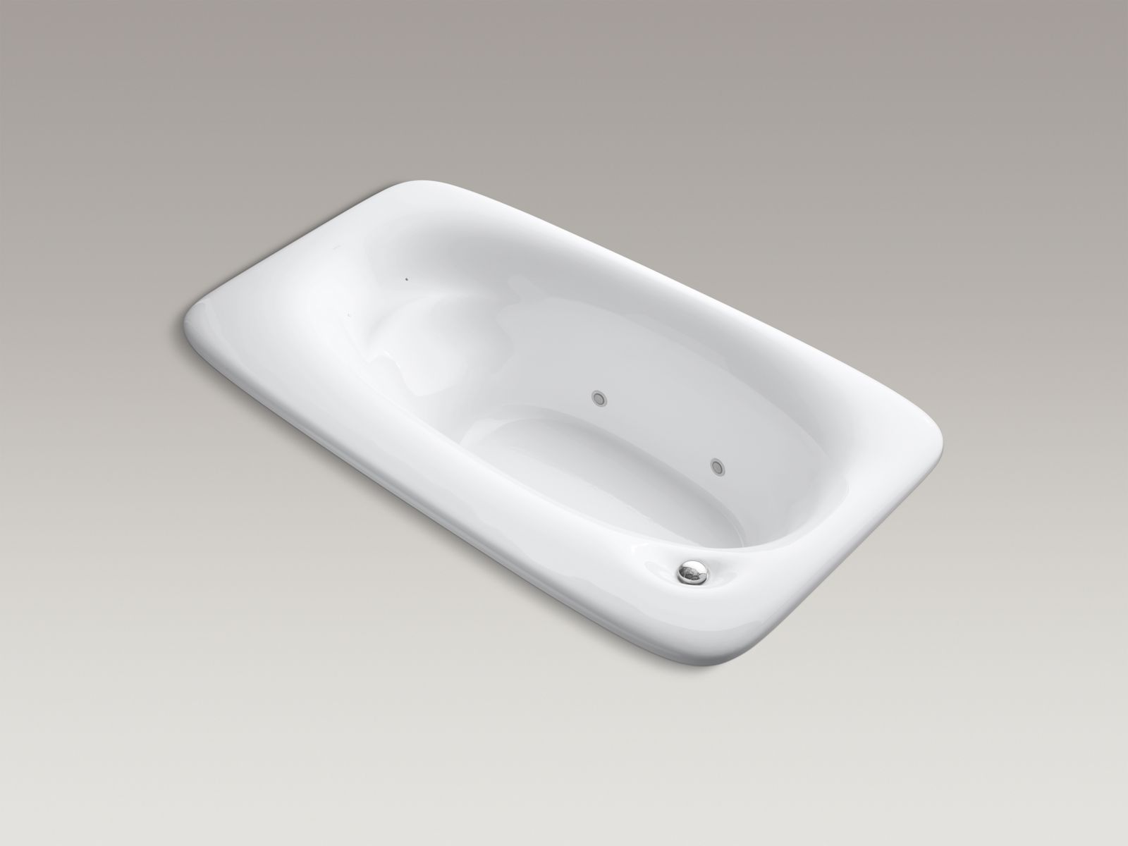 Fountainhead(R) VibrAcoustic 88" x 48" exposed-deck drop-in bath with right-hand overflow drain and chromatherapy