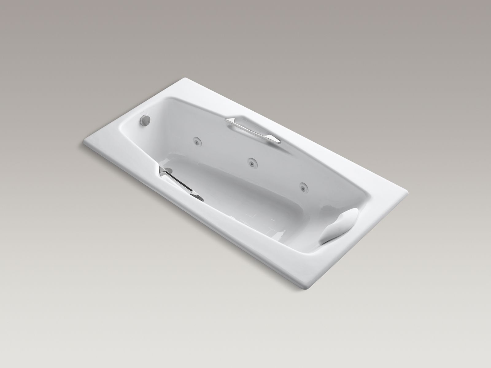 Caribbean(R) 72" x 36" drop-in whirlpool with variable speed pump, neckjets, drilled for grab bars without trim