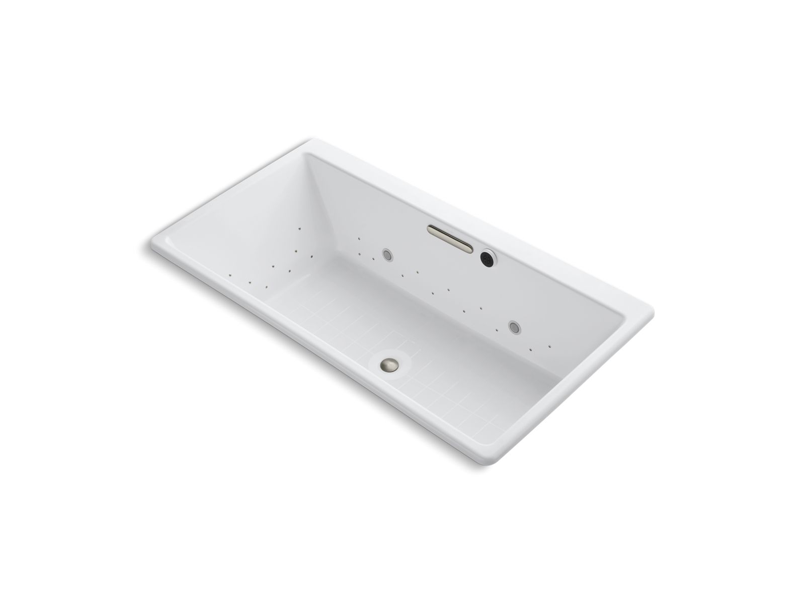 Rêve® 66-5/16" x 36" drop-in BubbleMassage™ air bath with chromatherapy and Brushed Nickel airjet finish