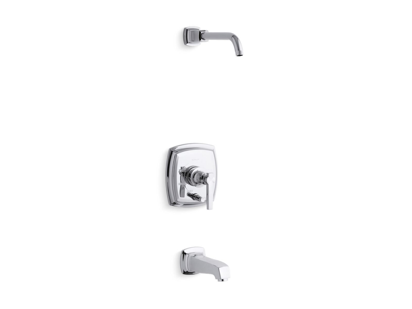Margaux® Rite-Temp® bath and shower trim kit with push-button diverter and lever handle, without showerhead