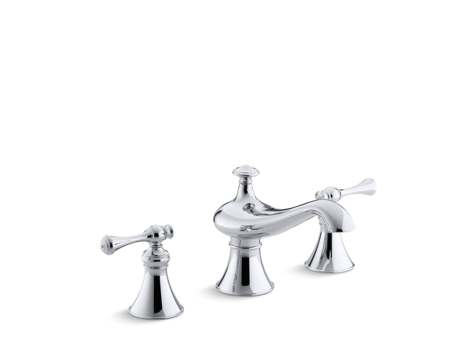 Revival® Bath-mount bath faucet trim for high-flow valve with 6-5/8" spout, traditional lever handles, valve not included