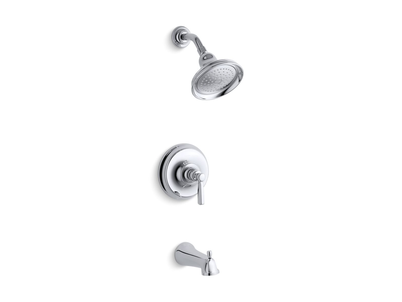 Bancroft(R) Rite-Temp(R) pressure-balancing bath and shower faucet trim with diverter spout and metal lever handle, valve not included