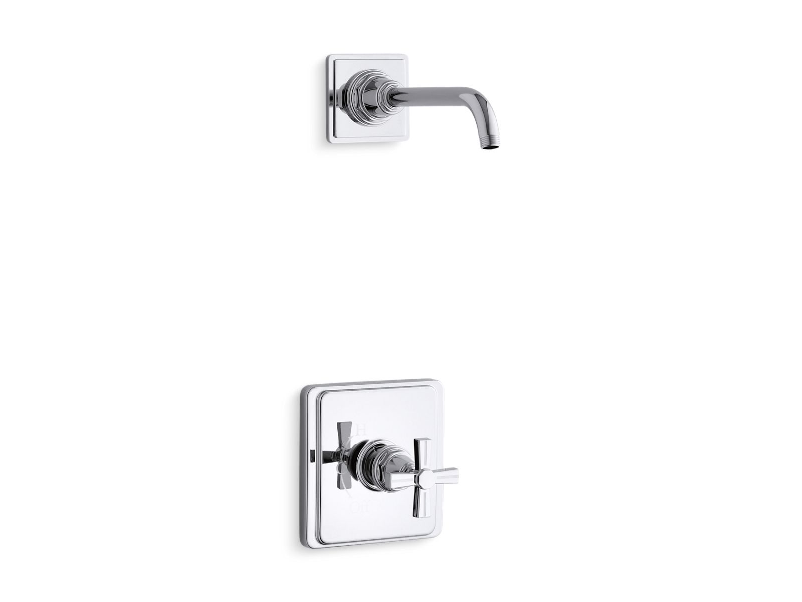 Pinstripe® Rite-Temp® shower trim set with cross handle, less showerhead