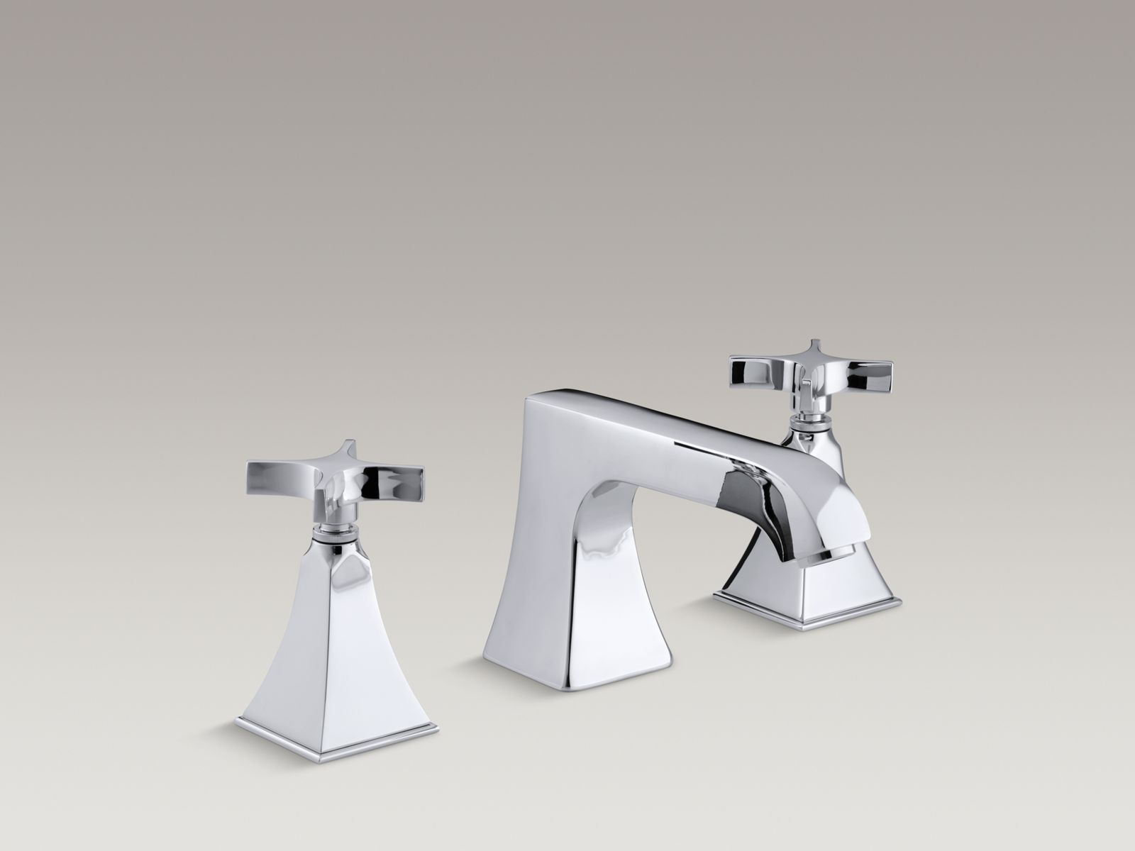 Memoirs(R) Stately deck-mount bath faucet trim with non-diverter spout and cross handles, valve not included
