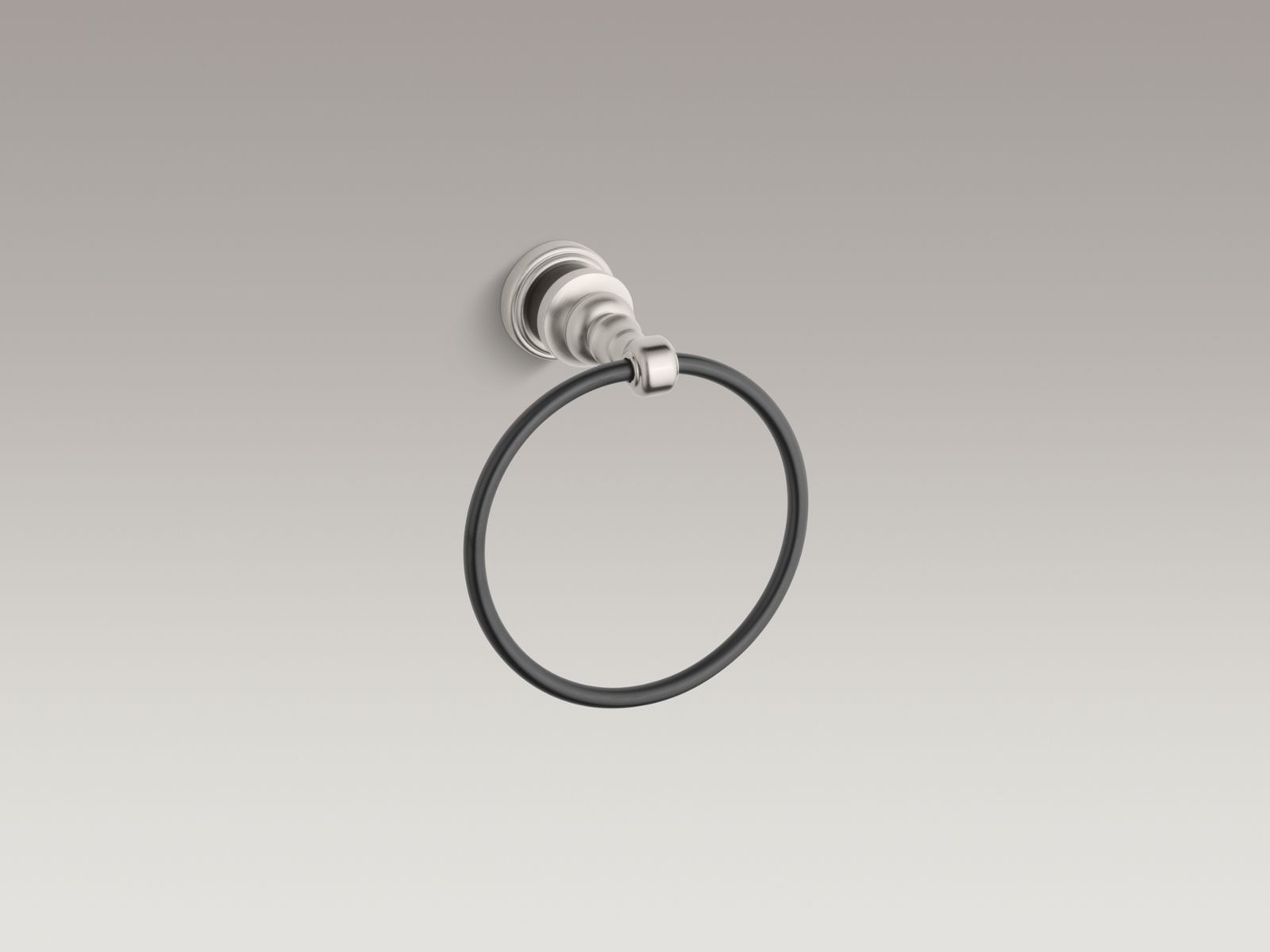 13267-iv-georges-brass-r-towel-ring-with-vibrant-r-brushed-nickel-holder-polished-brass-or-satin-black-ring-and-accent-2.jpg IV Georges Brass(R) towel ring with Vibrant(R) Brushed Nickel holder, Polished Brass or Satin Black ring and accent