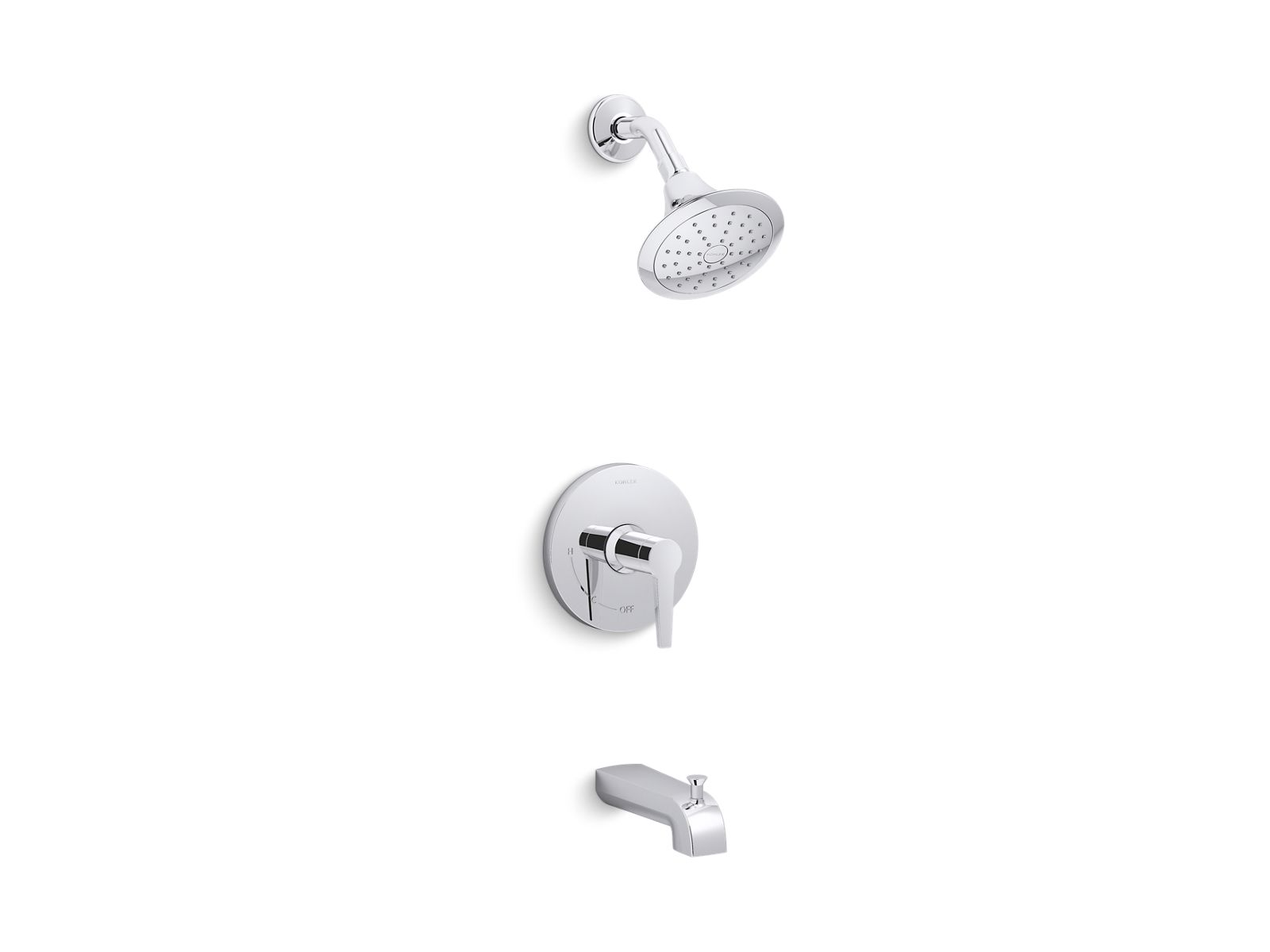 Pitch® Rite-Temp® bath and shower trim with 2.0 gpm showerhead
