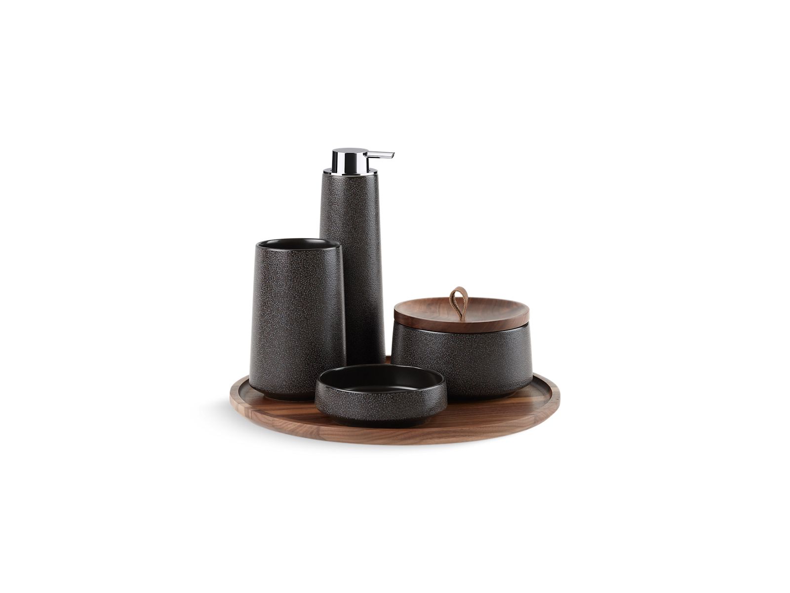 Bente® Five-piece countertop accessory set, Ebony Pearl