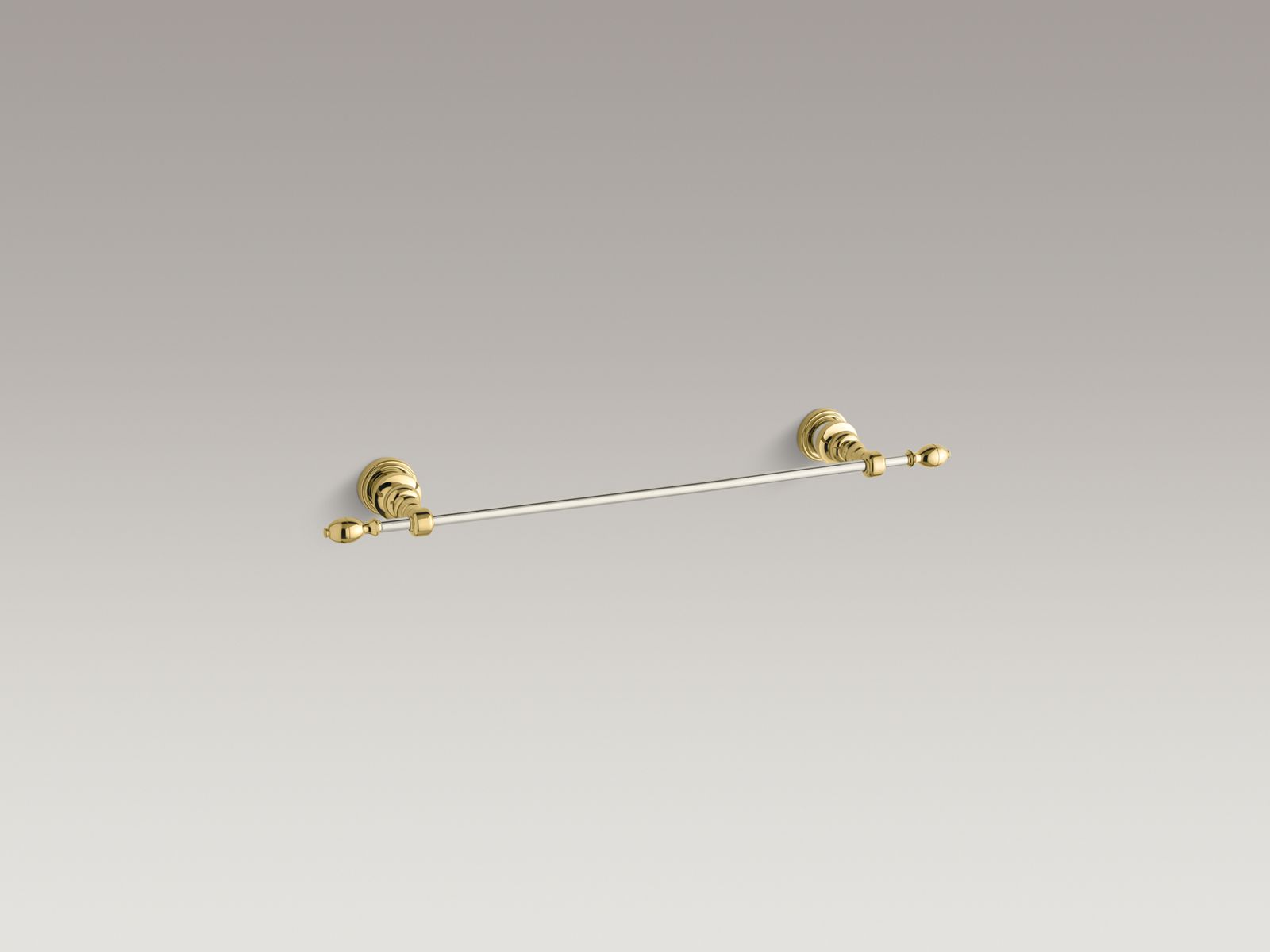 13701-iv-georges-brass-r-18-towel-bar-vibrant-r-polished-brass-with-brushed-or-polished-nickel-bar-and-accents-2.jpg IV Georges Brass(R) 18" towel bar, Vibrant(R) Polished Brass with brushed or Polished Nickel bar and accents