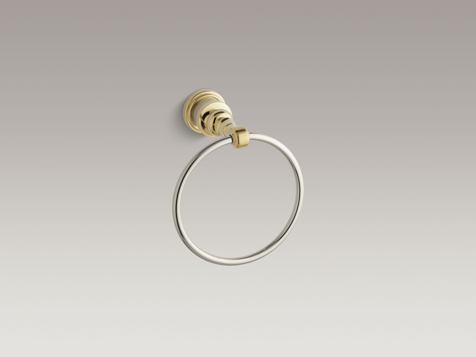 IV Georges Brass(R) towel ring with Vibrant(R) polished brass holder, Brushed Nickel or Polished Nickel ring and accent