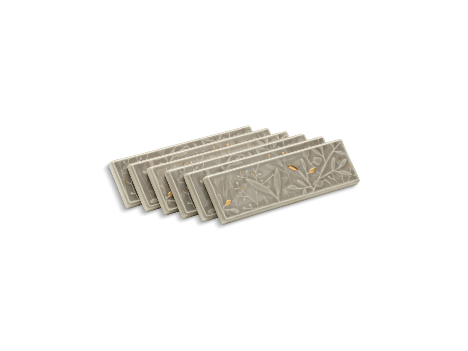 Gilded Meadow(TM) decorative tile (set of 6) with gold accents