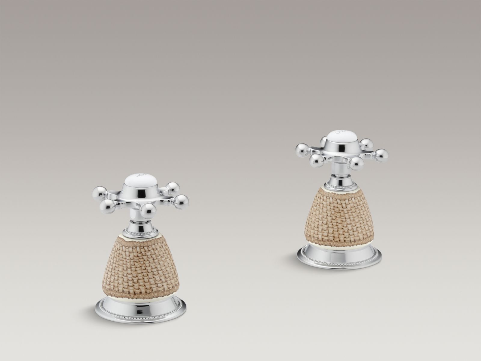 Pheasant(TM) design on Antique ceramic handle skirts for bathroom sink faucets