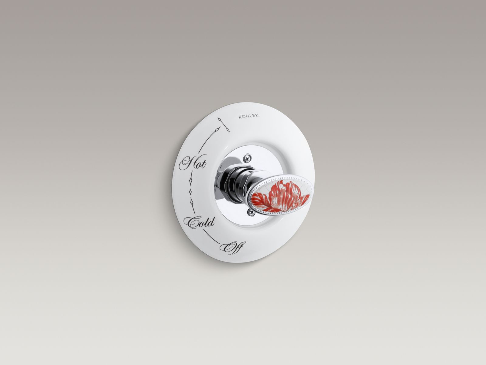 Fables & Flowers(TM) design on Antique ceramic dial plate and handle inset