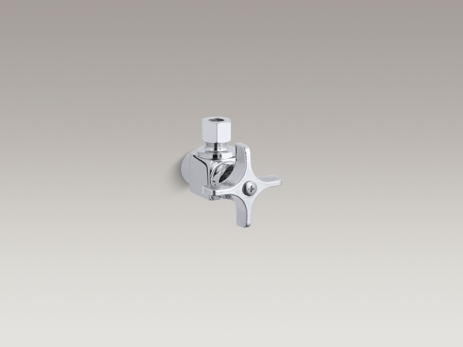 3/8" NPT angle stop with cross handle and compression connection outlet for flexible riser