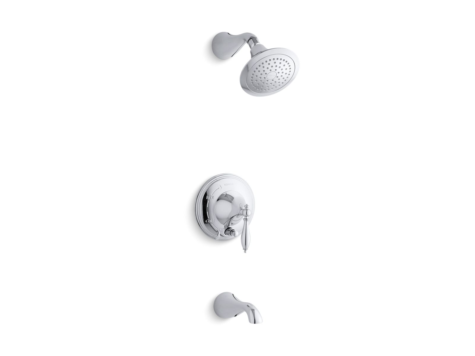 Finial® Rite-Temp® pressure-balancing bath and shower trim set with push-button diverter, valve not included