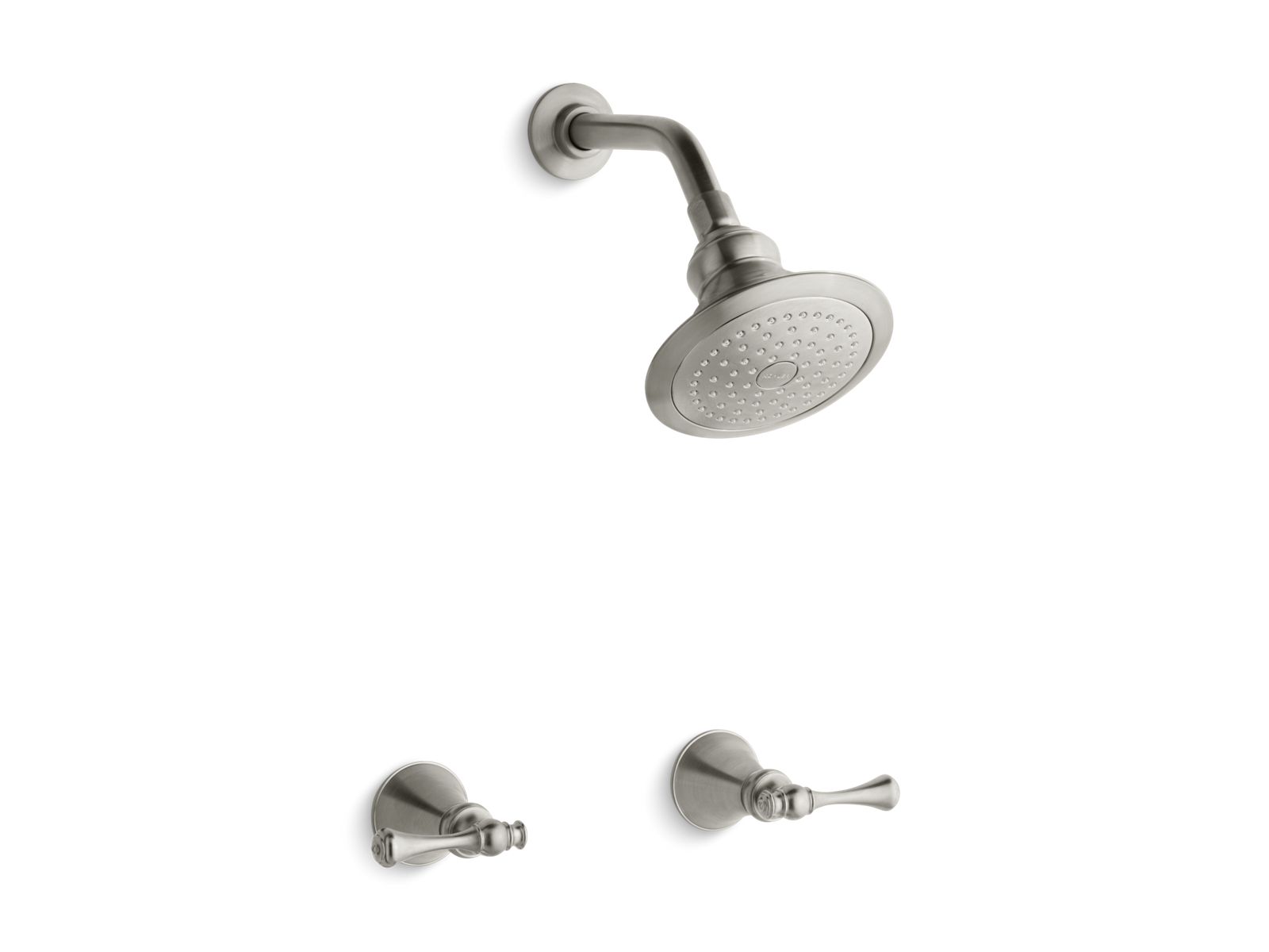 1614-revival-shower-faucet-set-with-single-function-showerhead-traditional-lever-handles-shower-arm-and-flange-2.jpg Revival® Shower faucet set with single-function showerhead, traditional lever handles, shower arm and flange