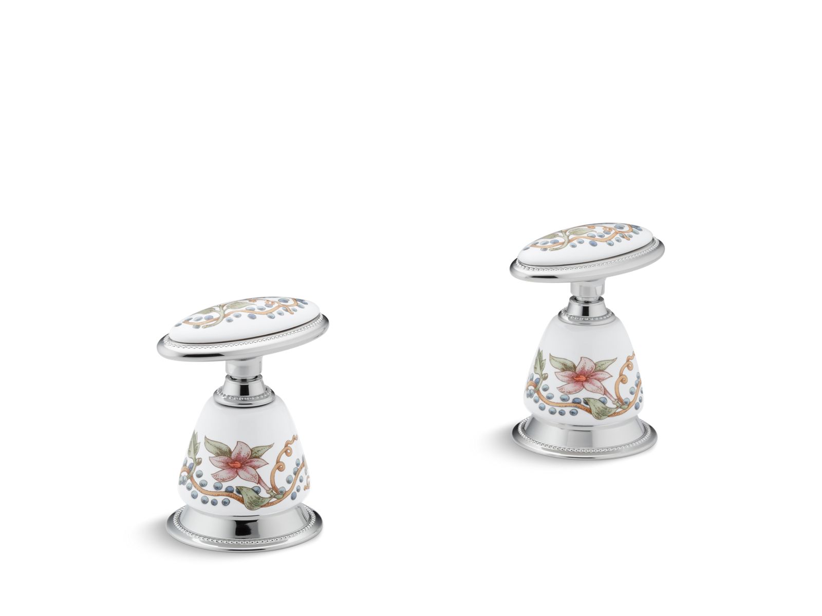 English Trellis Antique Ceramic handle insets and skirts for bath faucets