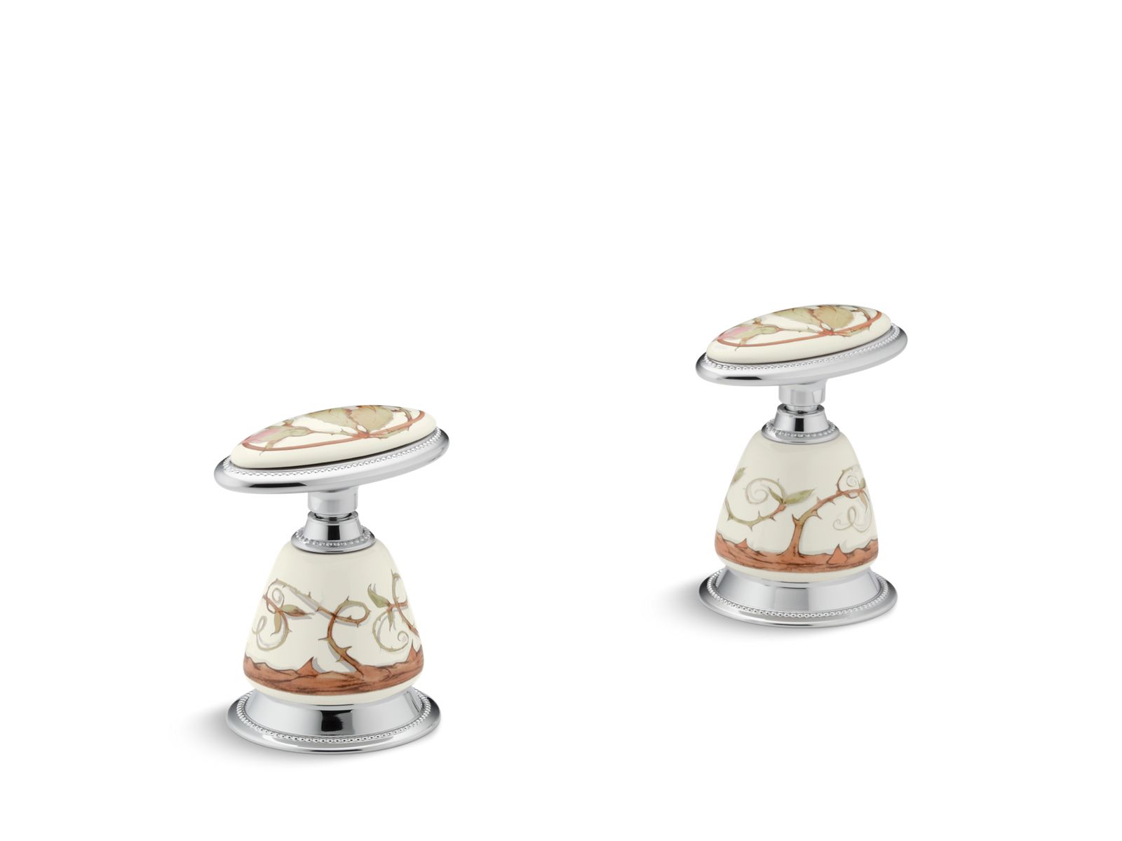 Briar Rose Antique Ceramic handle insets and skirts for bath faucets