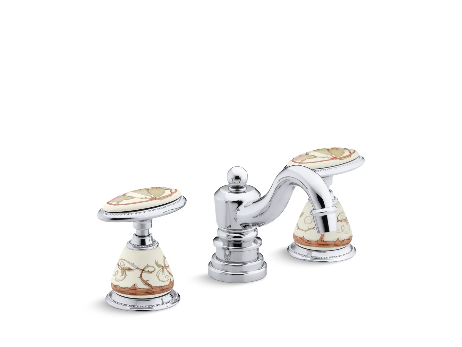 Briar Rose Antique Ceramic handle insets and skirts for bathroom sink faucets