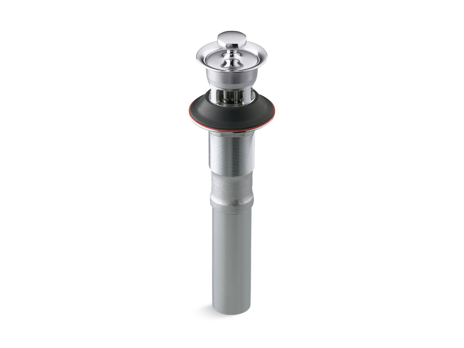 Bathroom sink drain with overflow and non-removable metal stopper
