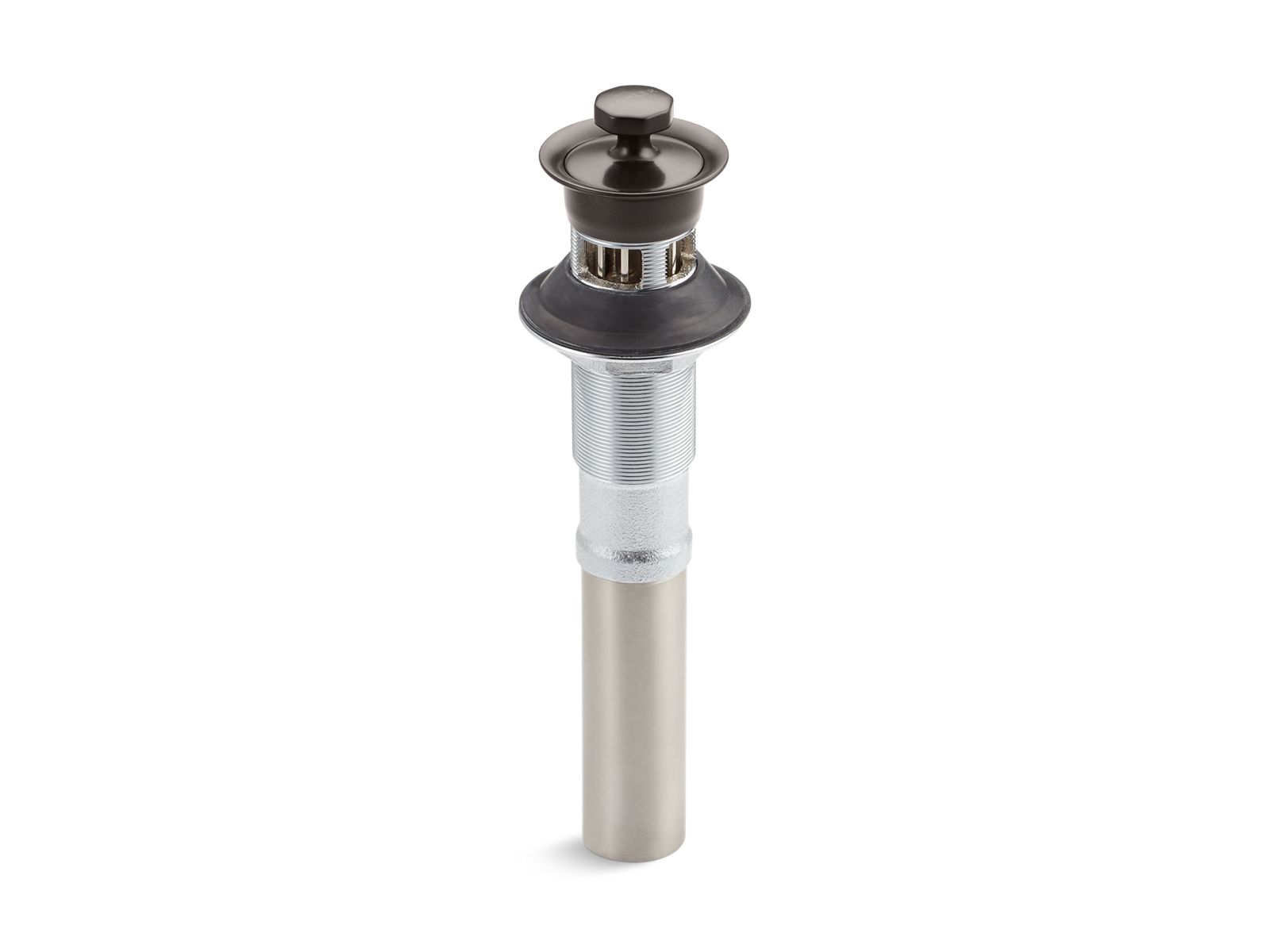 Bathroom sink drain with overflow and non-removable metal stopper