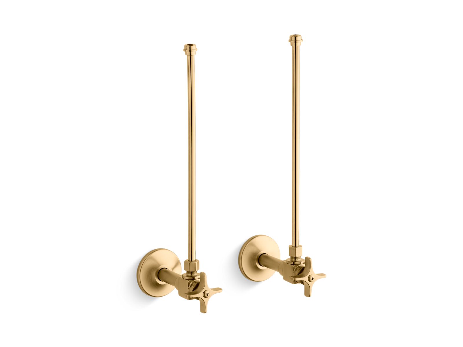 Pair 3/8" NPT angle supplies with stop, cross handle and annealed vertical tube