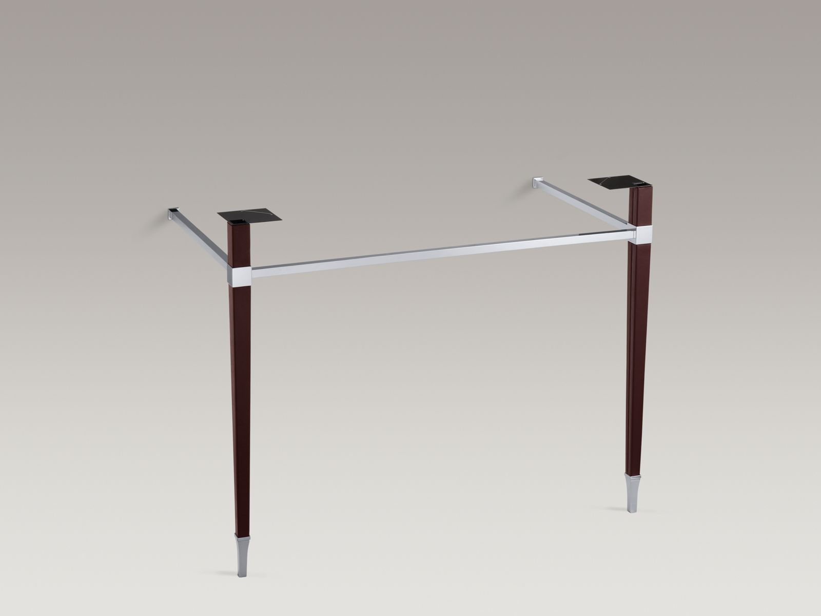 Kathryn(R) square tapered Polished Chrome brass table legs with leather wrapping