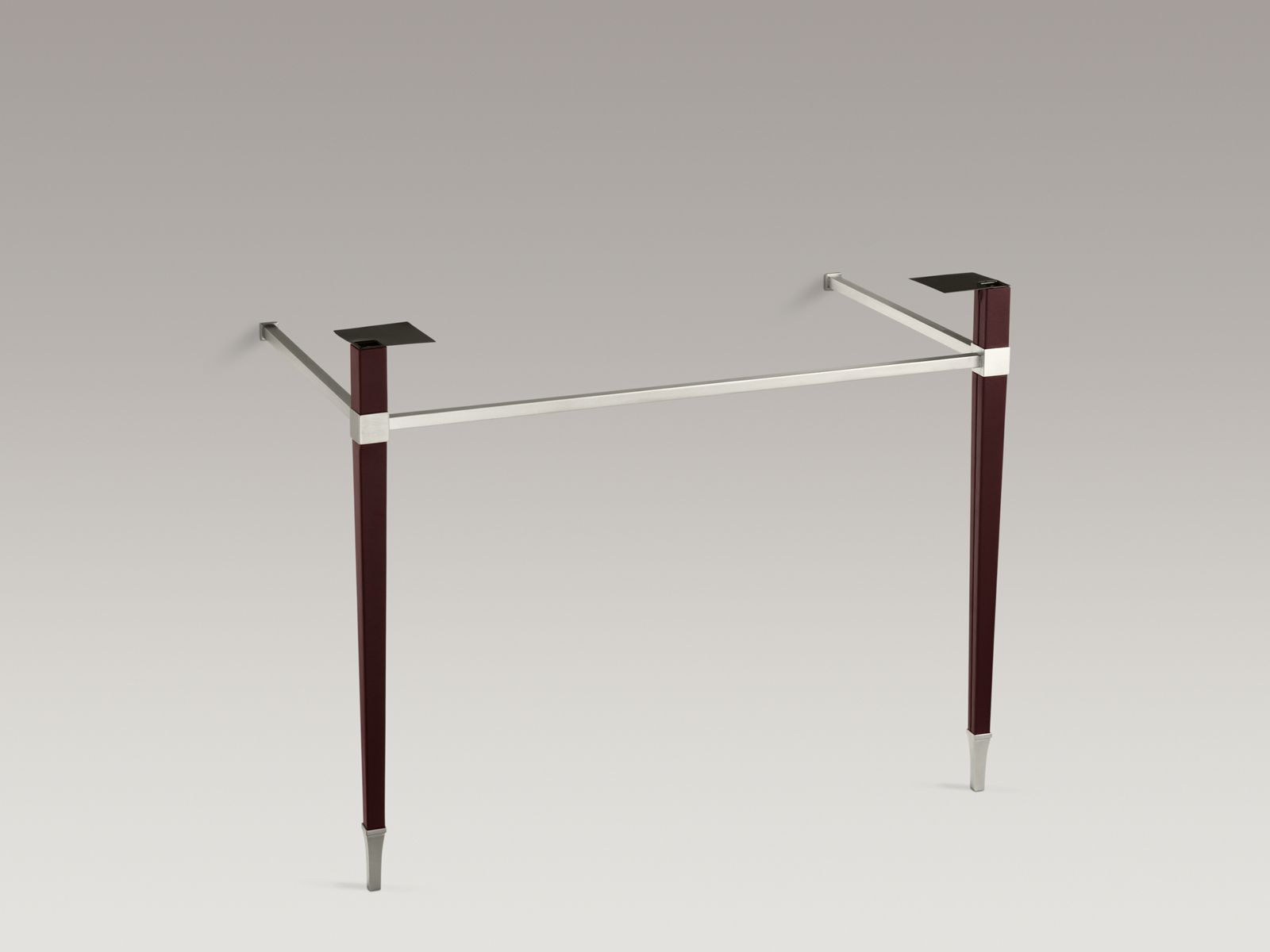 Kathryn(R) square tapered Brushed Nickel brass table legs with leather wrapping