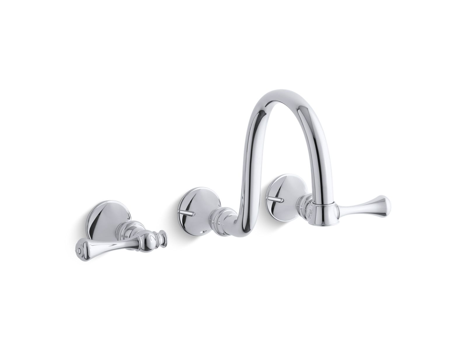 Revival® Wall-mount bathroom sink faucet trim with traditional lever handles and 9" spout