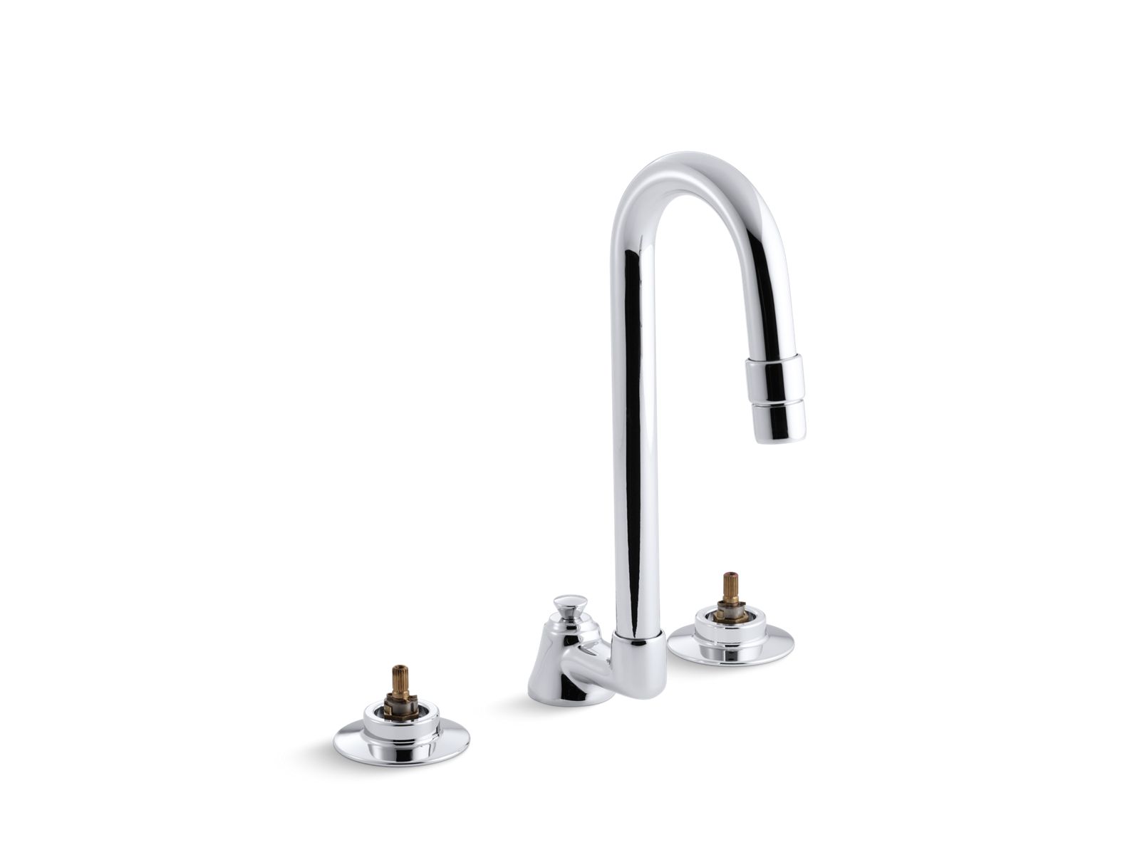 Triton® Widespread bathroom sink base faucet with pop-up drain and gooseneck spout