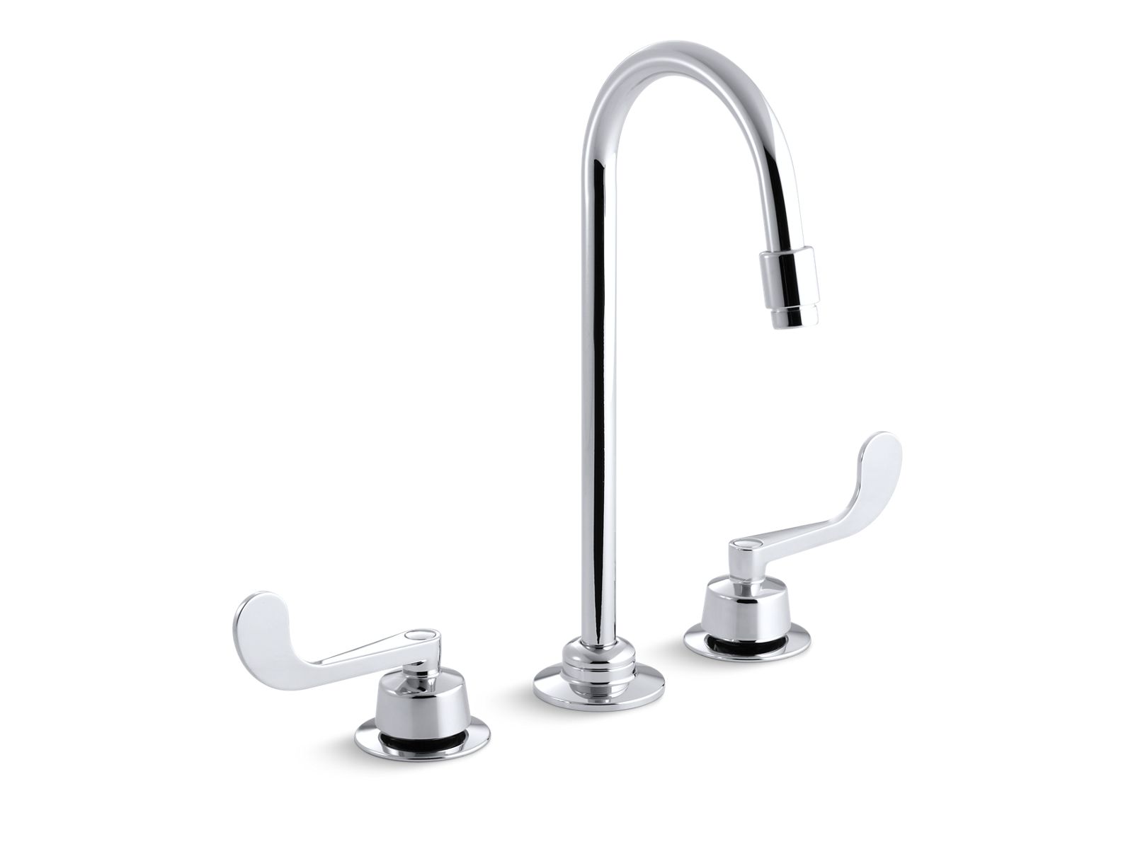 Triton® 0.5 gpm widespread commercial bathroom sink faucet with flexible connections, gooseneck spout and wristblade lever handles, drain not included