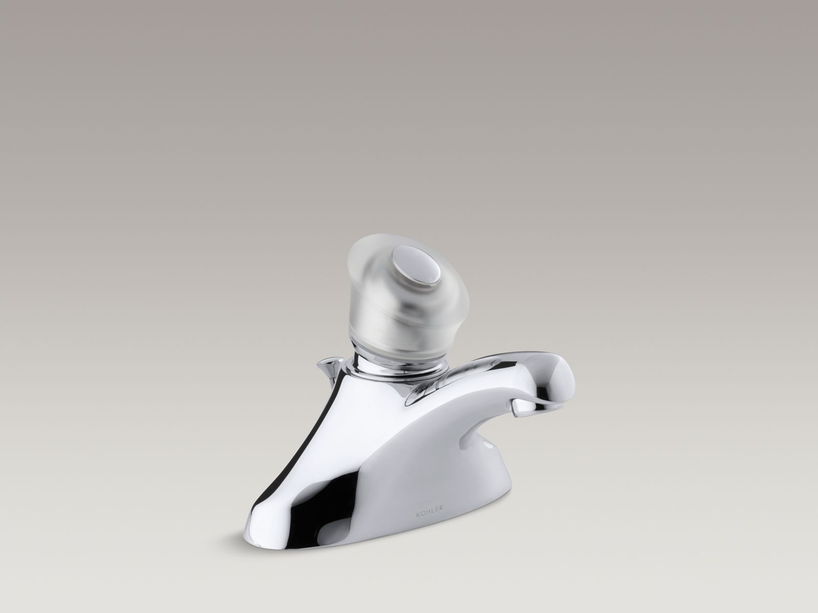 Coralais(R) single-handle centerset bathroom sink faucet with sculpted acrylic handle, ground joints and plastic drain