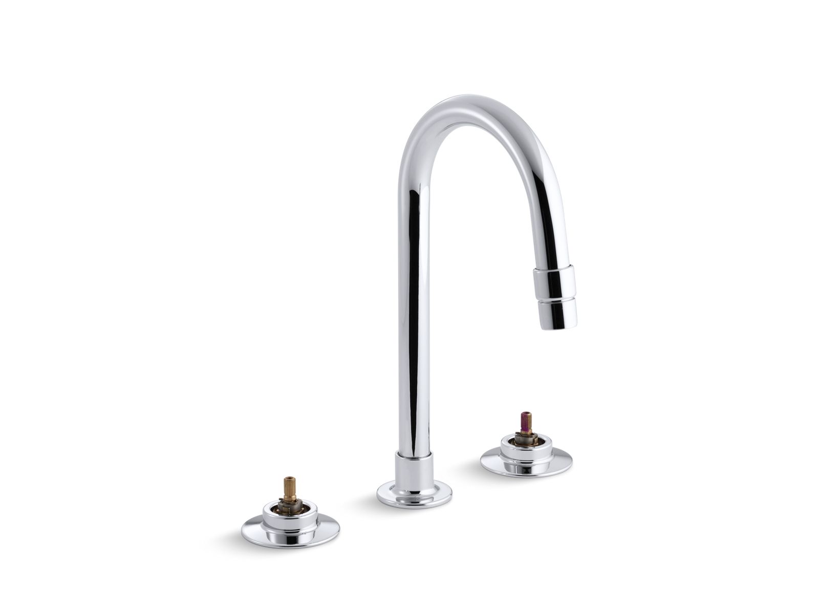 Triton® Widespread commercial bathroom sink faucet with rigid connections and gooseneck spout, requires handles, drain not included