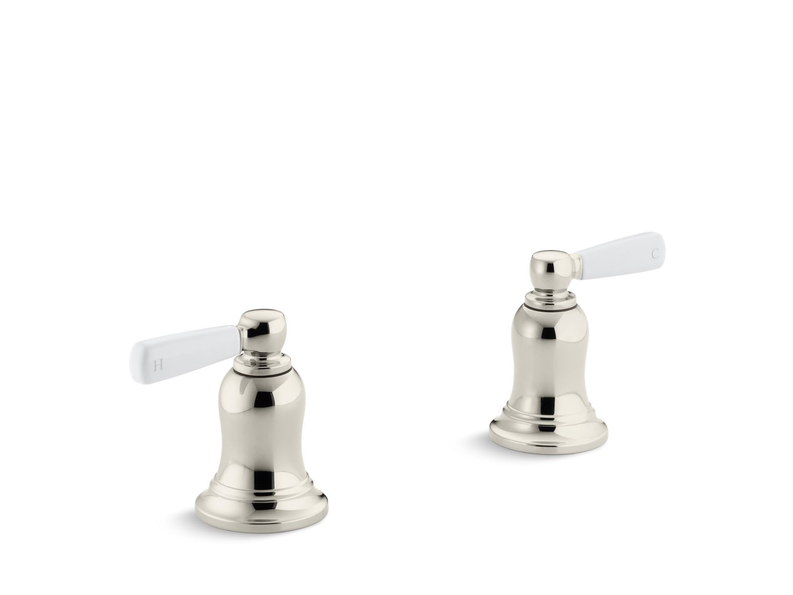 Bancroft® Deck-mount high-flow bath valve trim with White ceramic lever handles, valve not included