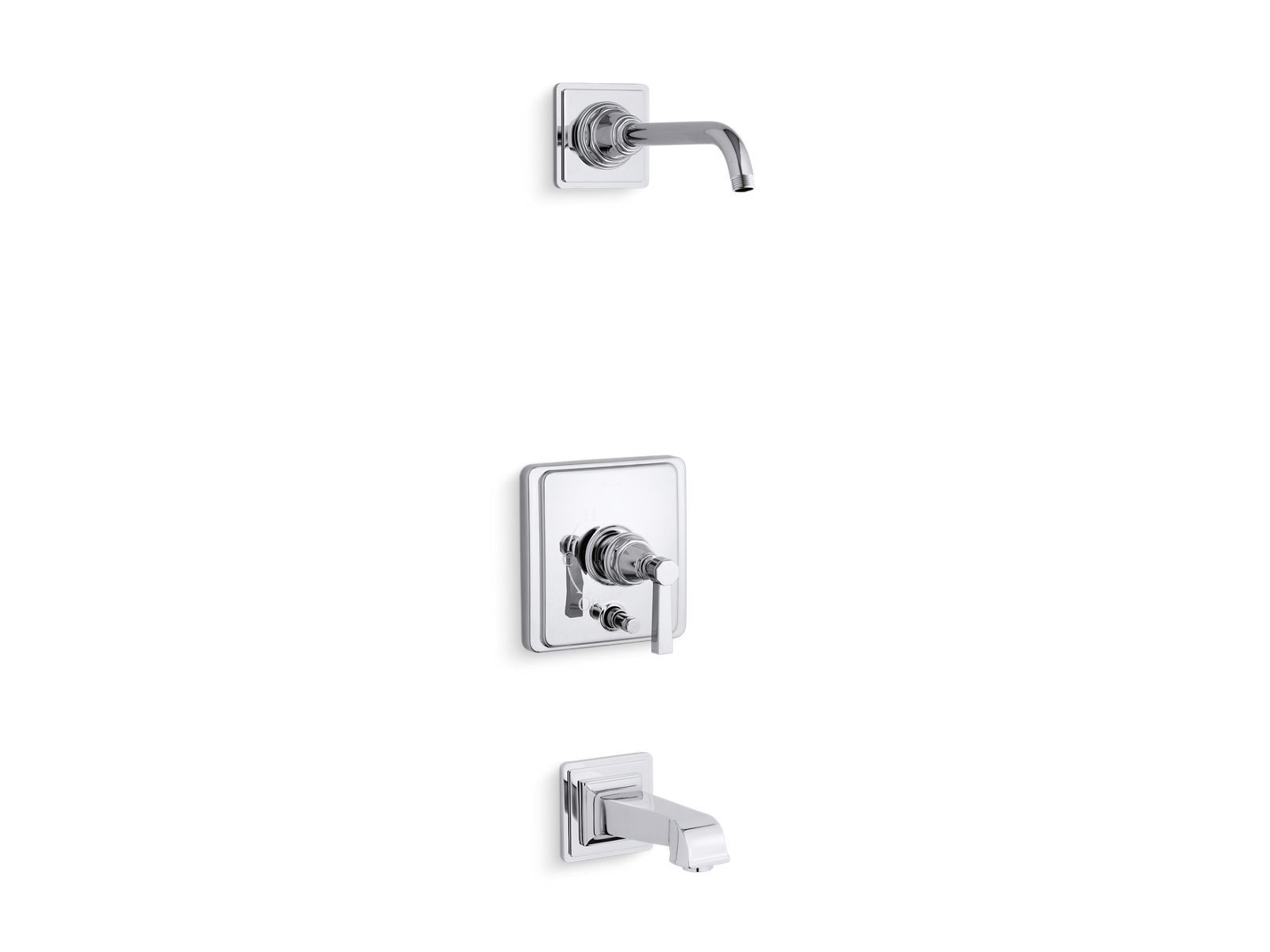 Pinstripe® Pure Rite-Temp® bath and shower trim kit with push-button diverter and lever handle, without showerhead