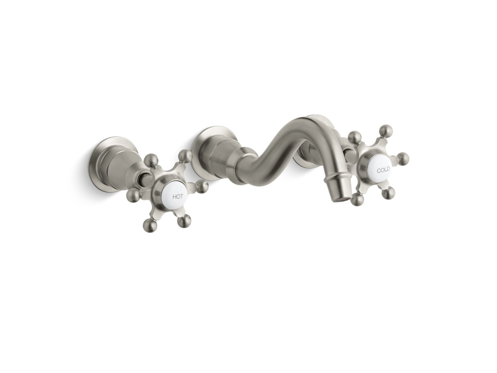 Antique wall-mount bathroom sink faucet trim, requires valve