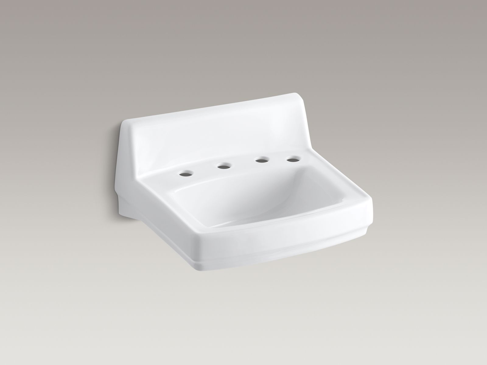 Greenwich(TM) 20-3/4" x 18-1/4" wall-mount/concealed arm carrier bathroom sink with widespread faucet holes, no overflow and right-hand soap dispenser hole