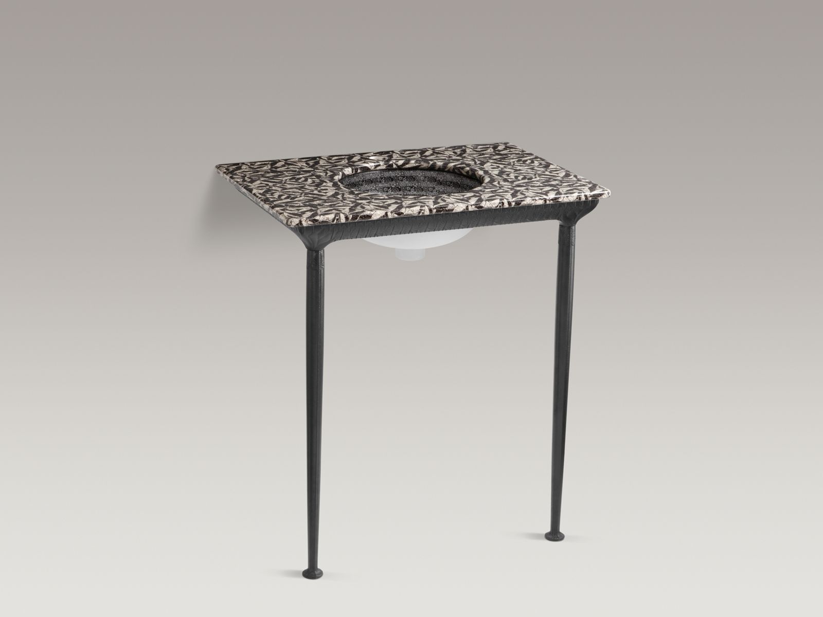 Congo design on 31" x 21-7/8" x 3/4" vitreous china rectangular countertop with single faucet hole