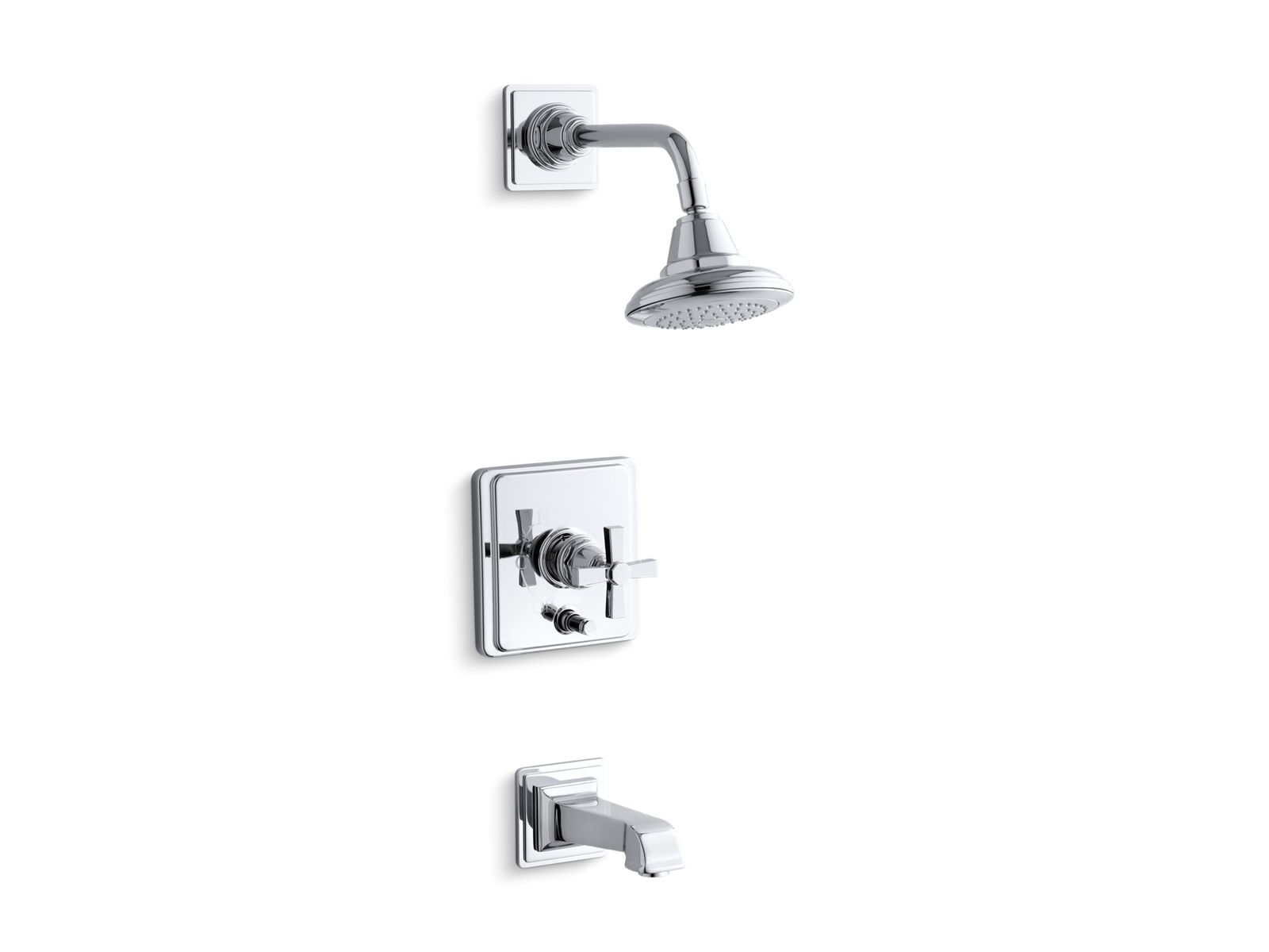 Pinstripe® Pure Rite-Temp® bath and shower trim kit with push-button diverter and cross handle, 2.5 gpm