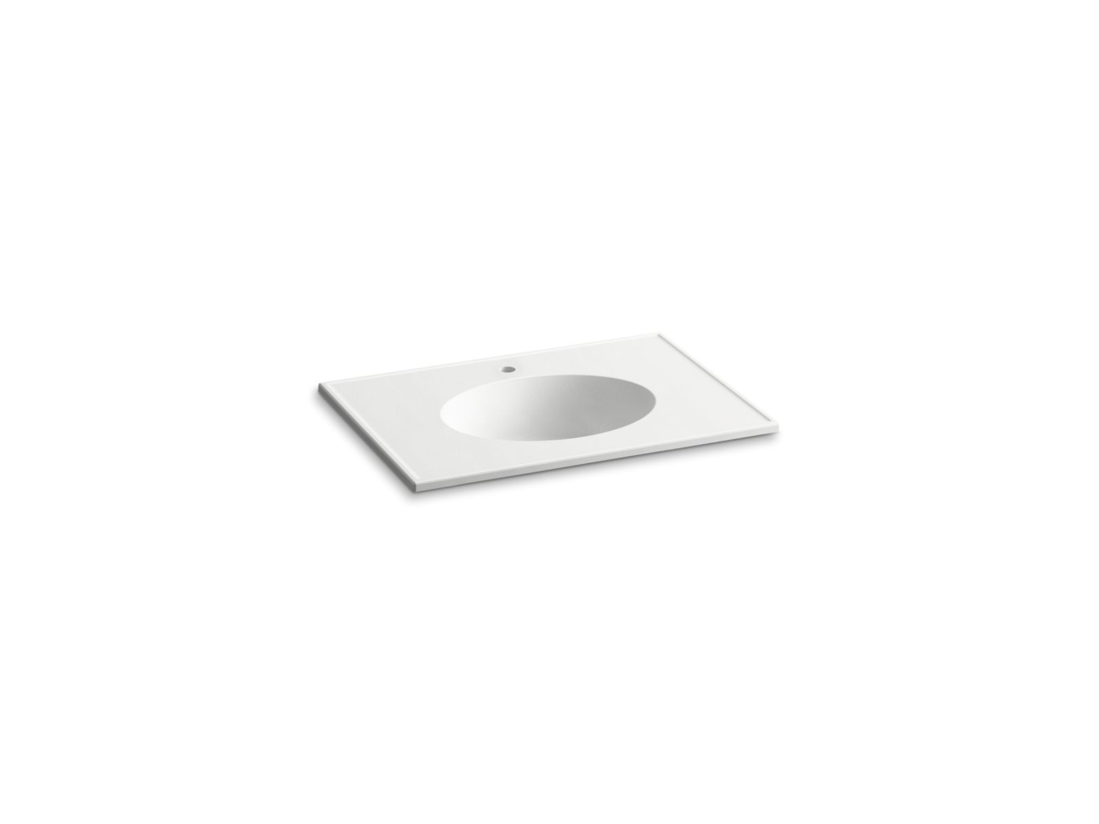 Ceramic/Impressions® 31" oval vanity-top bathroom sink with single faucet hole