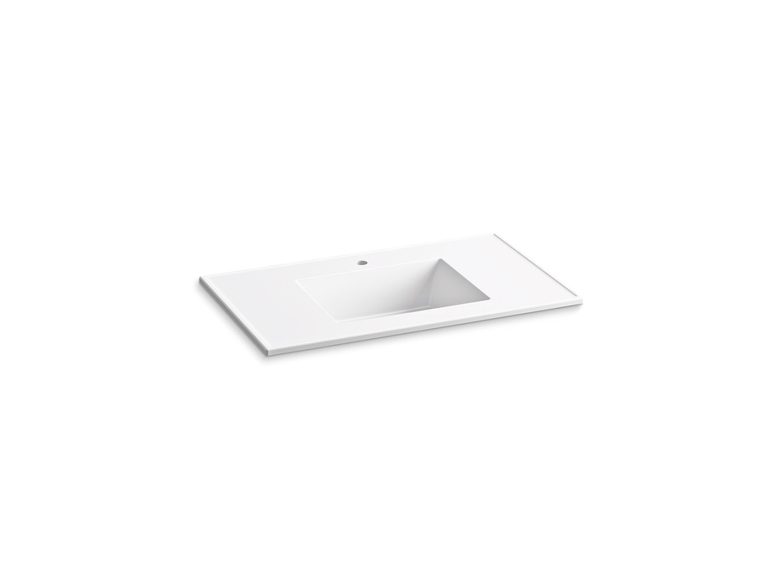 Ceramic/Impressions® 37" rectangular vanity-top bathroom sink with single faucet hole